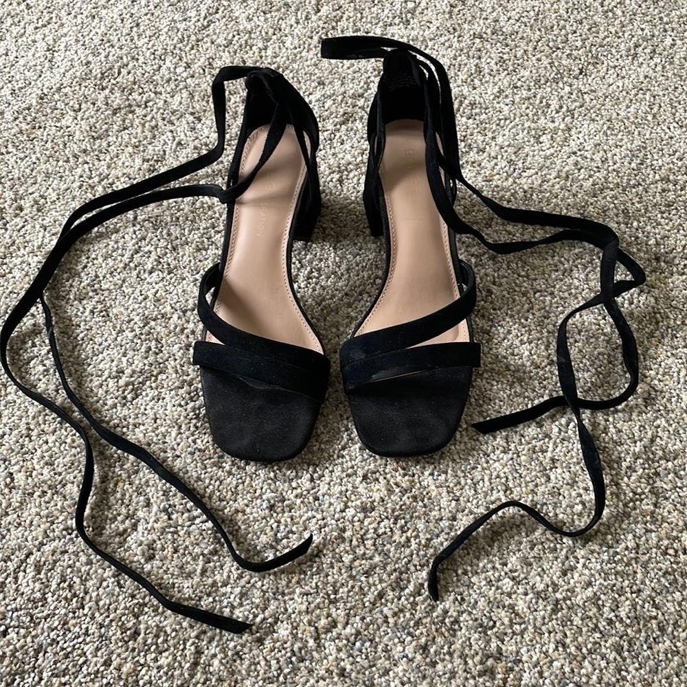 BCBG suede strappy block heel sandal